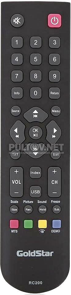 Goldstar RC200  (Hyundai RC2000C) ic (Supra STV-LC16850WL, Erisson 19LET21) ( SATURN LED 291 TV)  Пульт ДУ