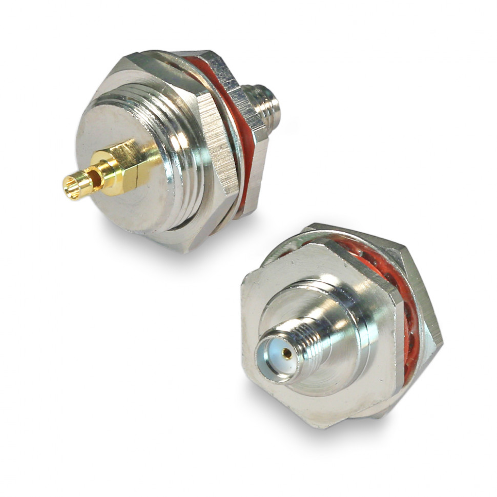 Разъем SMA(female)- RG178, RG174, RG316, пайка, на корпус, герметичный с резиновым уплотнителем, с гайкой, резьба 5/8-24"