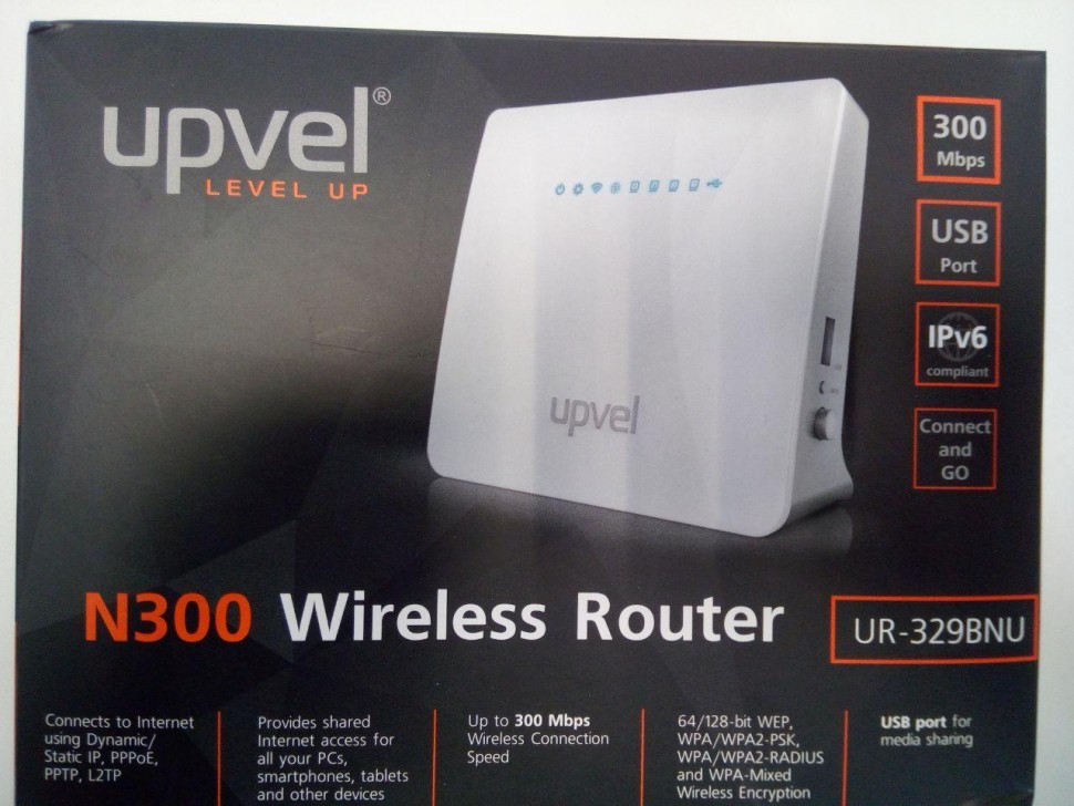 UPVEL UR-329BNU Wi-Fi маршрутизатор 300мБит/с с USB портом и поддержкой 4G/LTE модемов